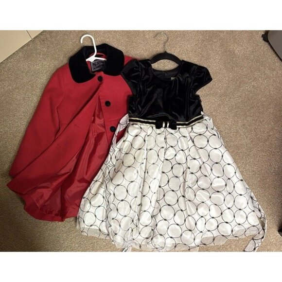 Vintage Tailored Rothschild 5 girls red wool coat And Coord Dress Size 4 - Picture 2 of 8